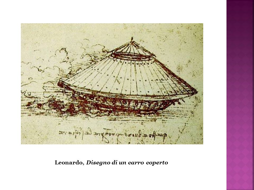 Leonardo, Disegno di un carro coperto