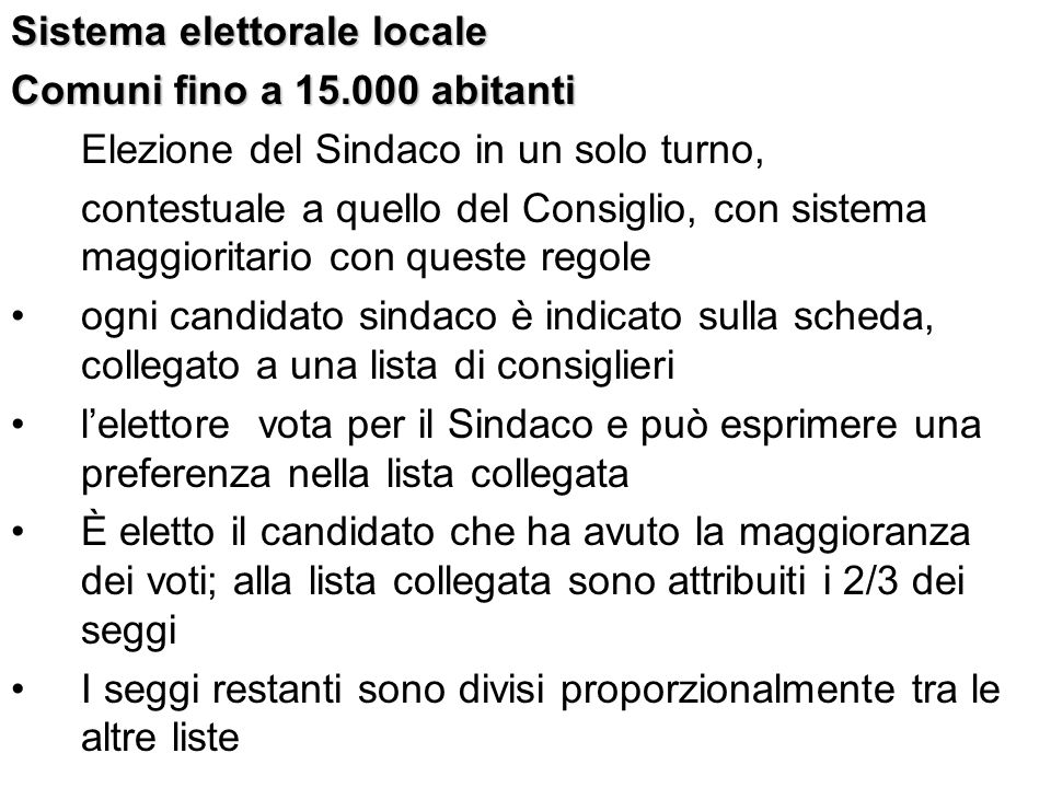 Sistema elettorale locale