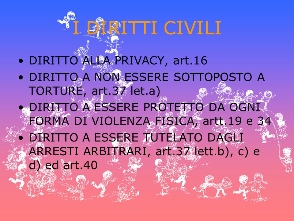 I DIRITTI CIVILI DIRITTO ALLA PRIVACY, art.16