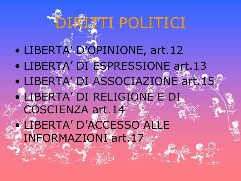 DIRITTI POLITICI LIBERTA’ D’OPINIONE, art.12