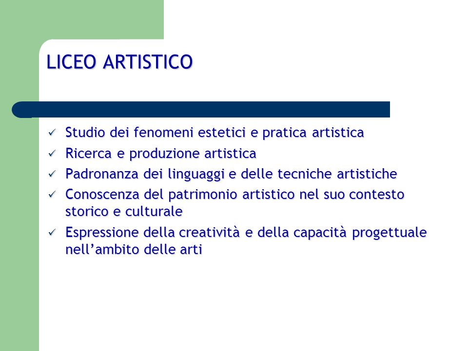 LICEO ARTISTICO Studio dei fenomeni estetici e pratica artistica
