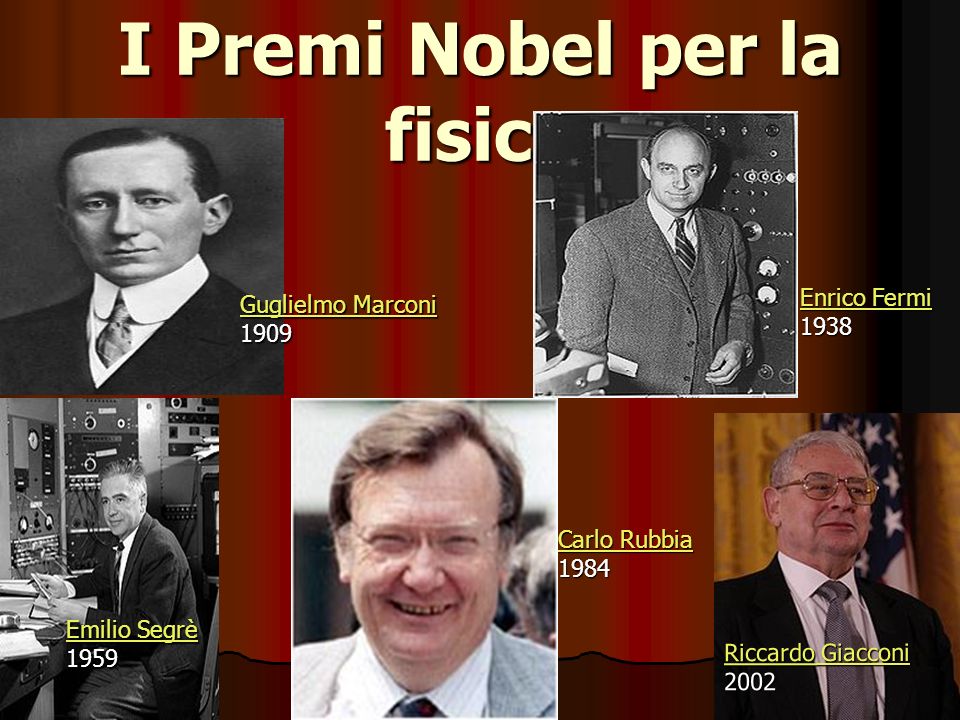I Premi Nobel per la fisica