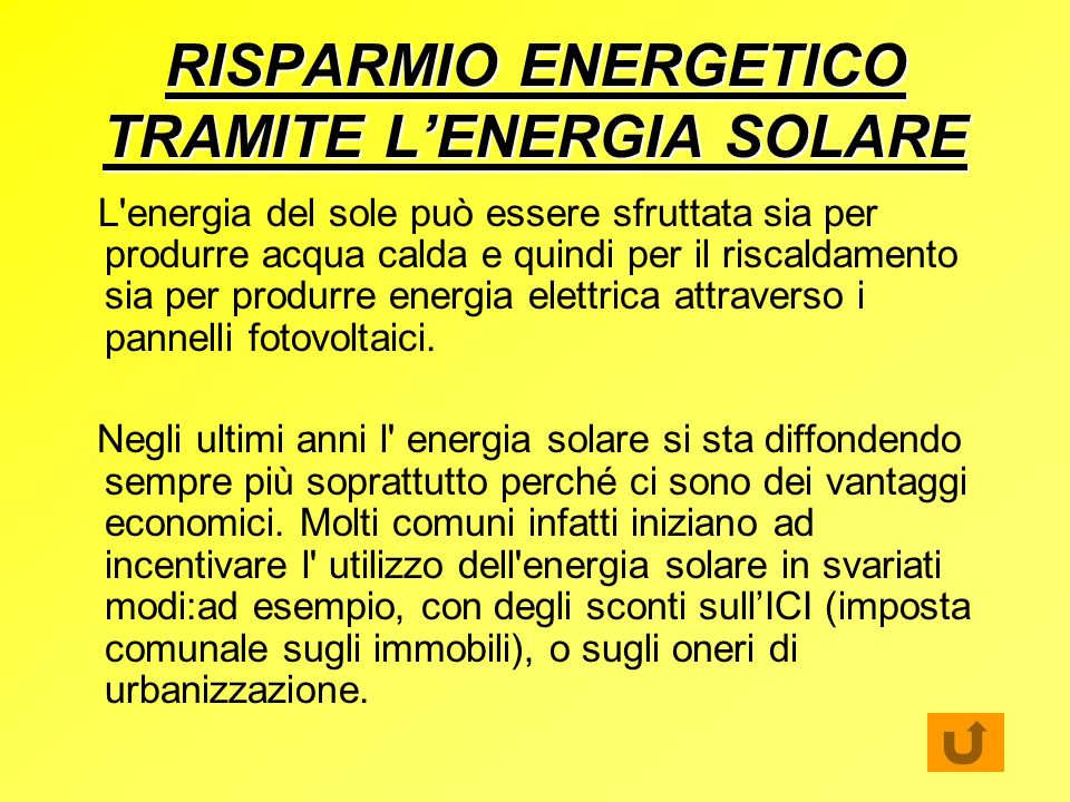 RISPARMIO ENERGETICO TRAMITE L’ENERGIA SOLARE