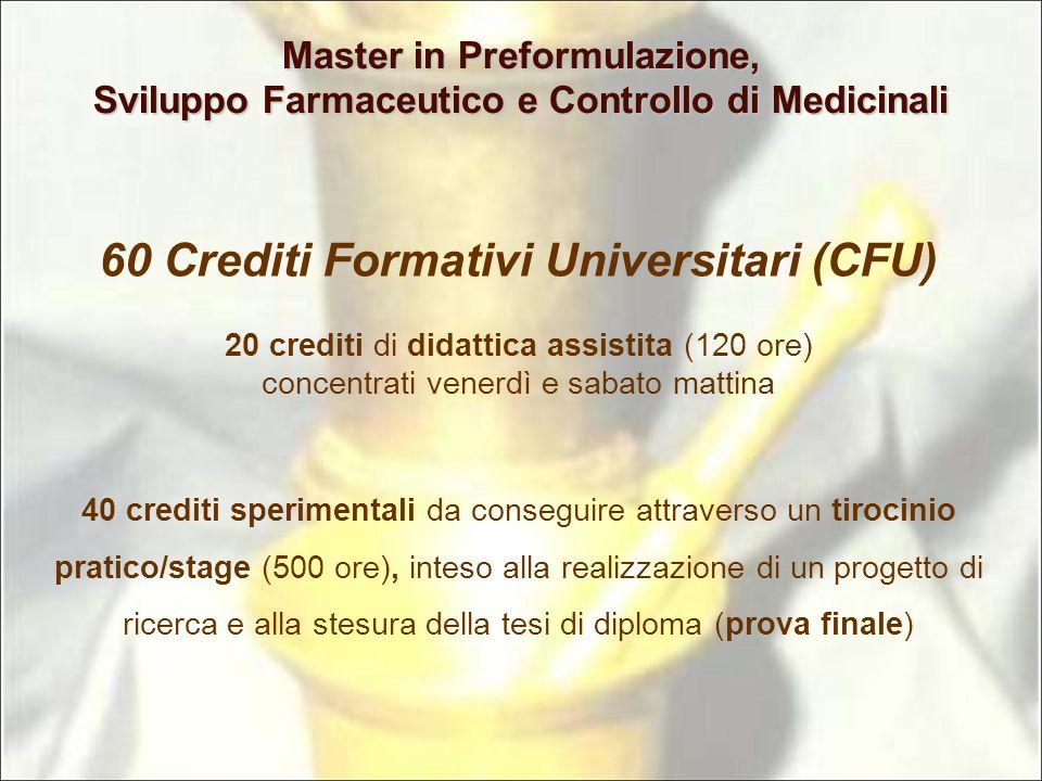 60 Crediti Formativi Universitari (CFU)