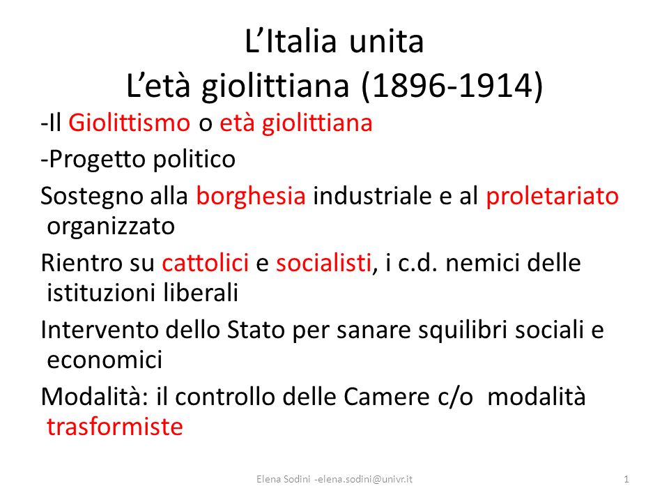 L’Italia unita L’età giolittiana ( )