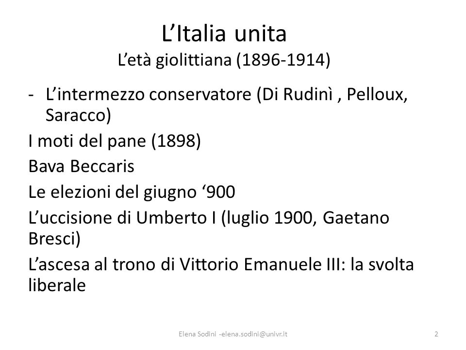 L’Italia unita L’età giolittiana ( )