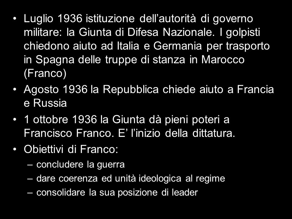 Agosto 1936 la Repubblica chiede aiuto a Francia e Russia