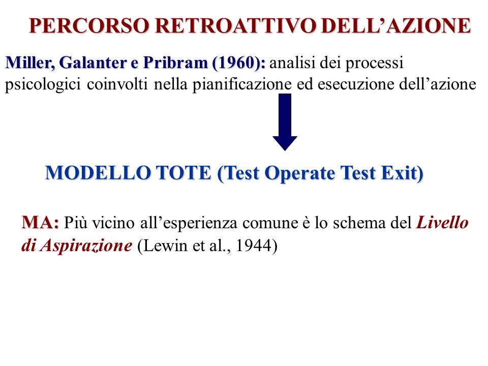 PERCORSO RETROATTIVO DELL’AZIONE MODELLO TOTE (Test Operate Test Exit)