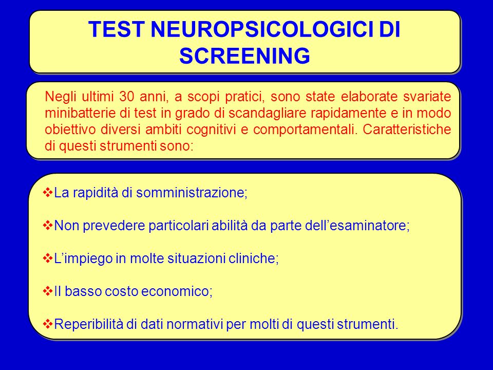 TEST NEUROPSICOLOGICI DI SCREENING