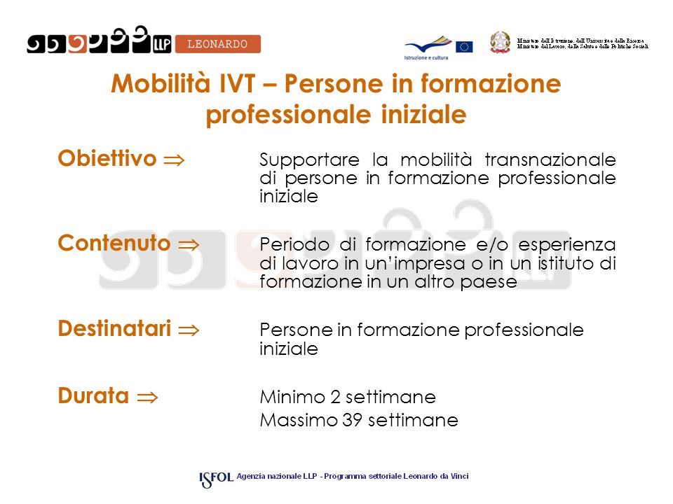 Mobilità IVT – Persone in formazione professionale iniziale