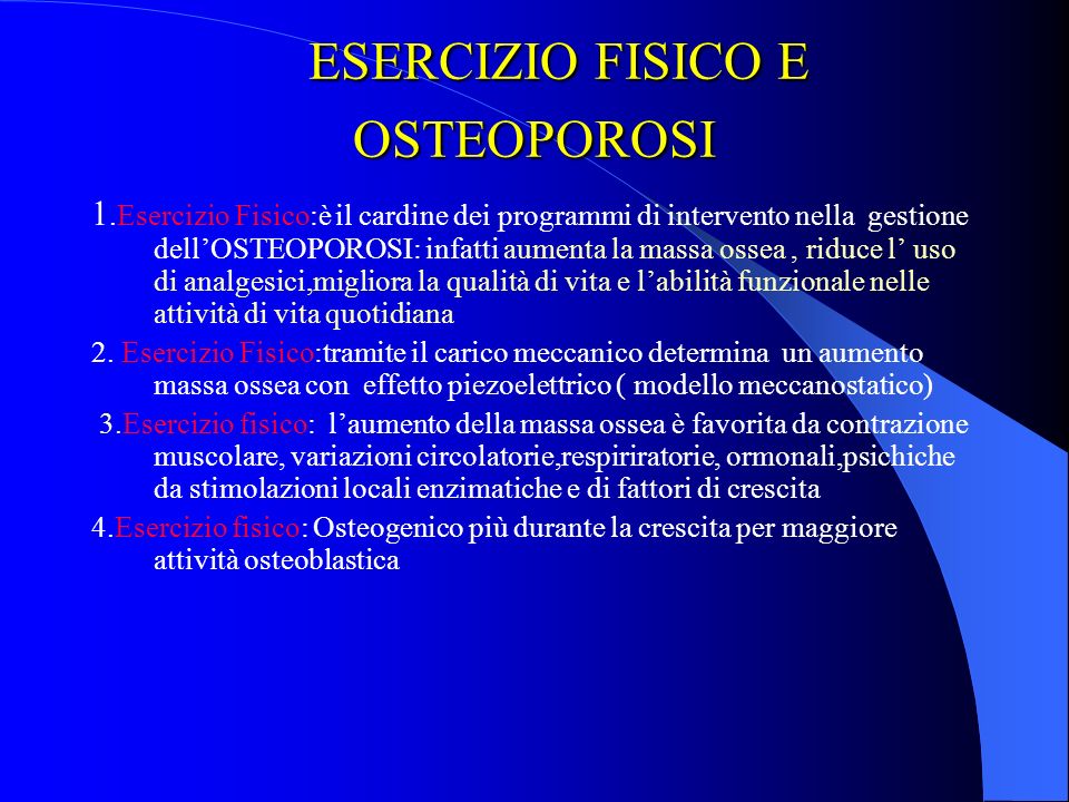 ESERCIZIO FISICO E OSTEOPOROSI