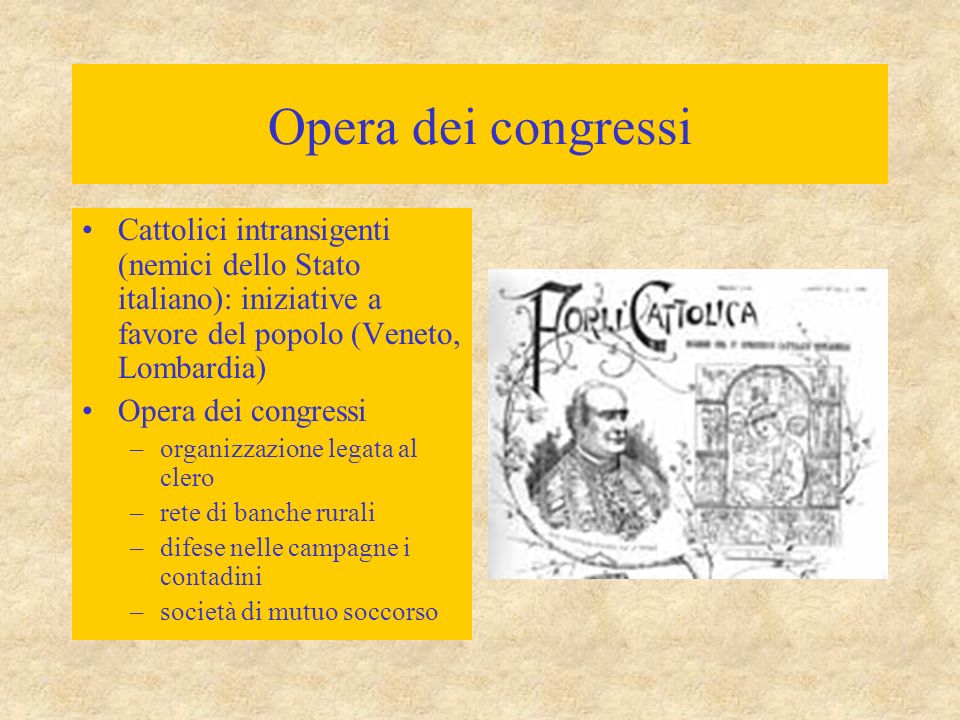 Opera dei congressi Cattolici intransigenti (nemici dello Stato italiano): iniziative a favore del popolo (Veneto, Lombardia)