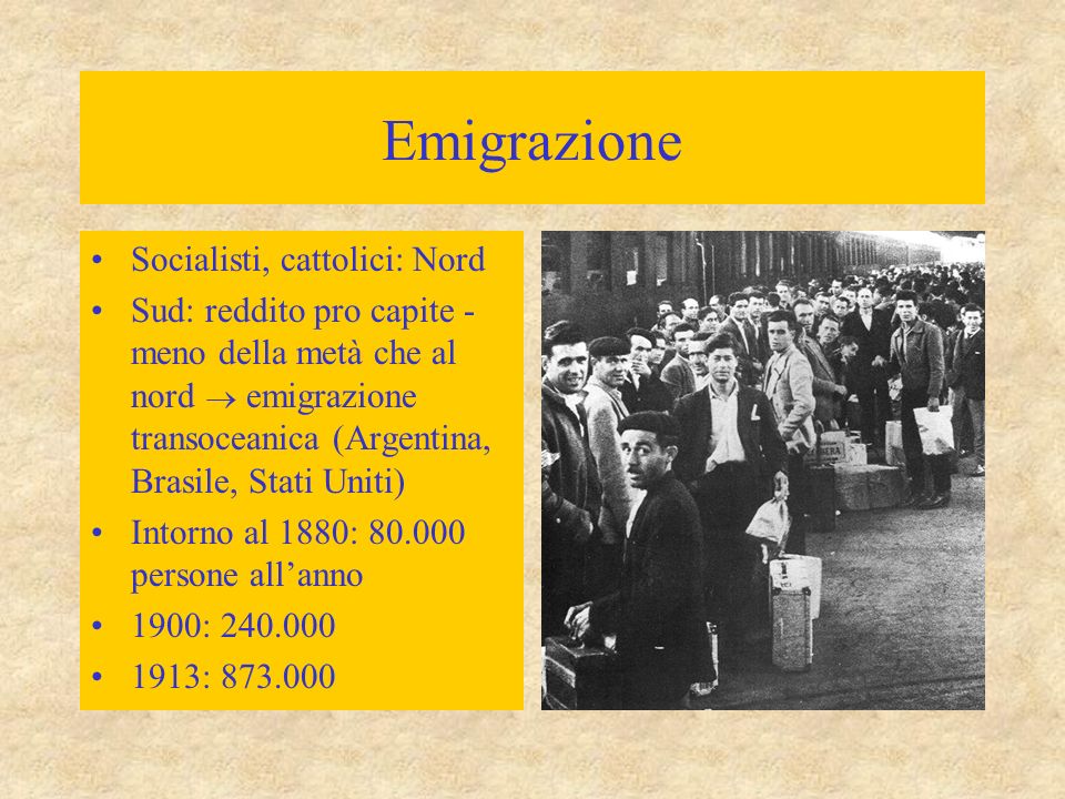 Emigrazione Socialisti, cattolici: Nord