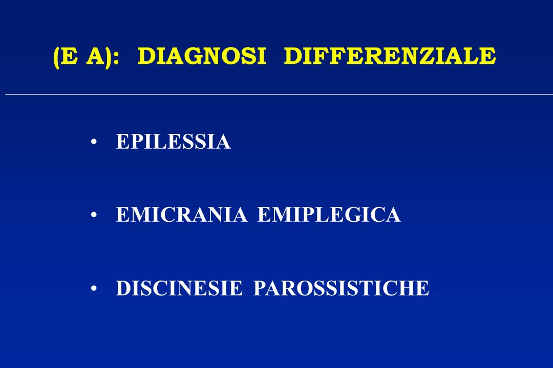 (E A): DIAGNOSI DIFFERENZIALE
