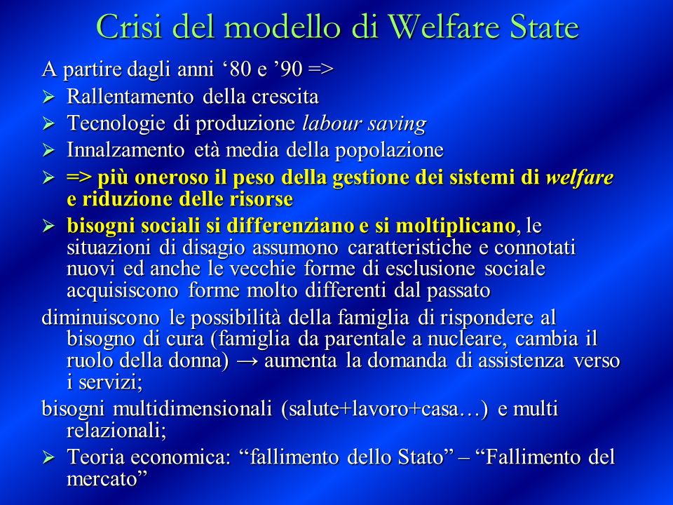 Crisi del modello di Welfare State