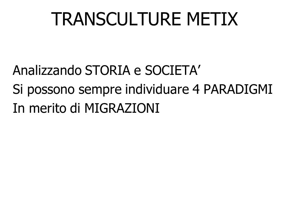 TRANSCULTURE METIX Analizzando STORIA e SOCIETA’
