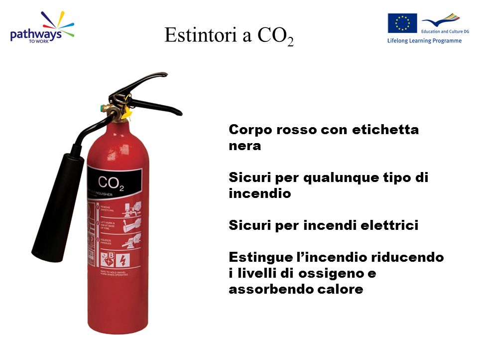 Estintori a CO2 Corpo rosso con etichetta nera