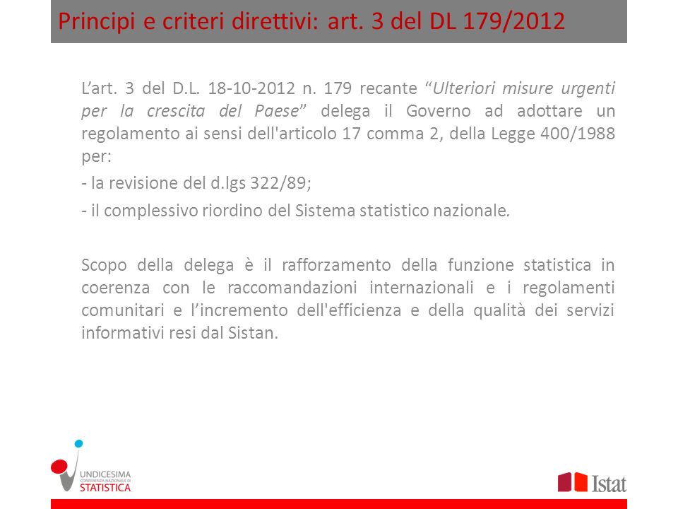 Principi e criteri direttivi: art. 3 del DL 179/2012