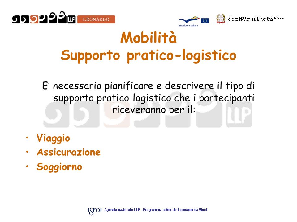 Mobilità Supporto pratico-logistico