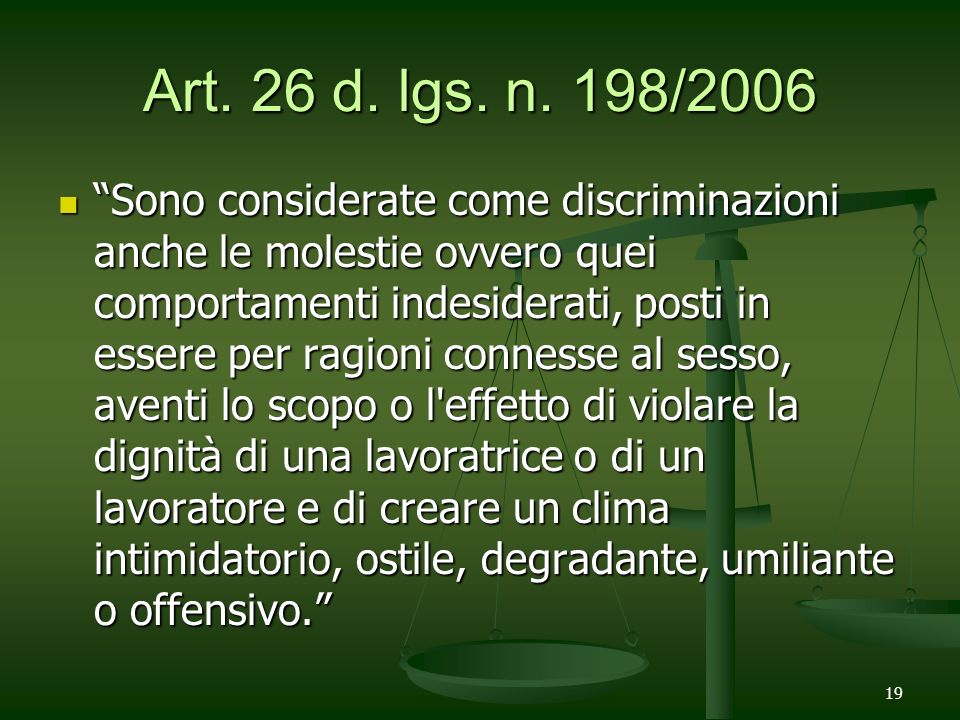 Art. 26 d. lgs. n. 198/2006