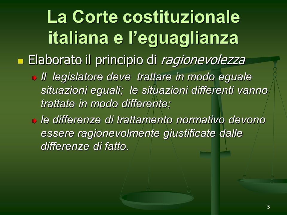 La Corte costituzionale italiana e l’eguaglianza