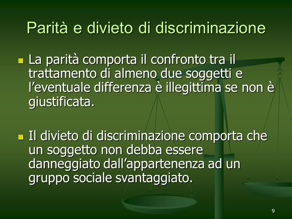 Parità e divieto di discriminazione