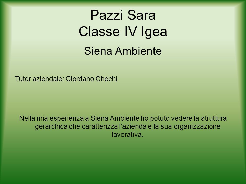 Pazzi Sara Classe IV Igea