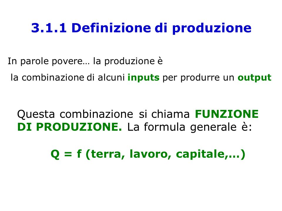 3.1.1 Definizione di produzione