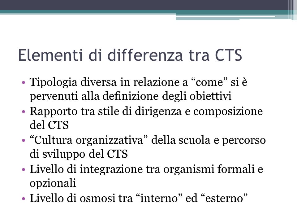Elementi di differenza tra CTS