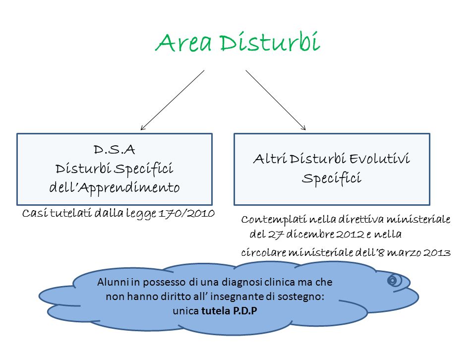 Area Disturbi D.S.A Altri Disturbi Evolutivi Specifici