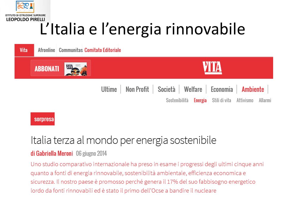 L’Italia e l’energia rinnovabile