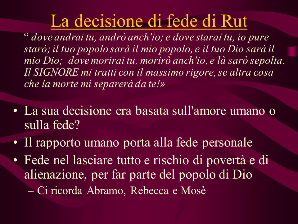 La decisione di fede di Rut