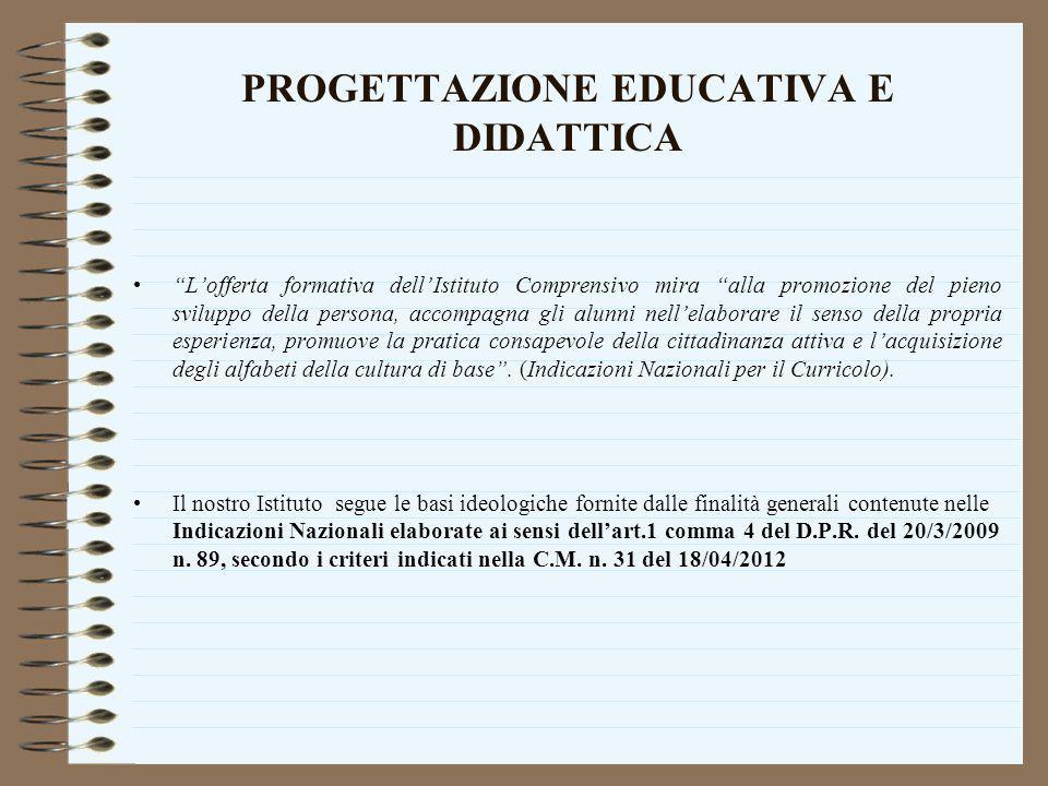 PROGETTAZIONE EDUCATIVA E DIDATTICA