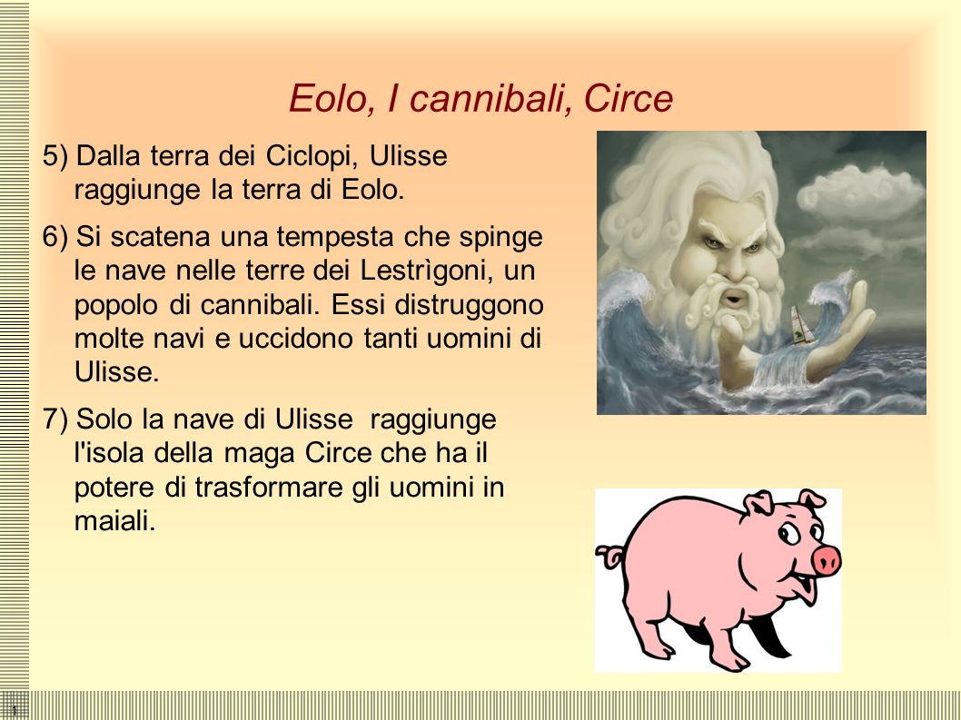 Eolo, I cannibali, Circe 5) Dalla terra dei Ciclopi, Ulisse raggiunge la terra di Eolo.