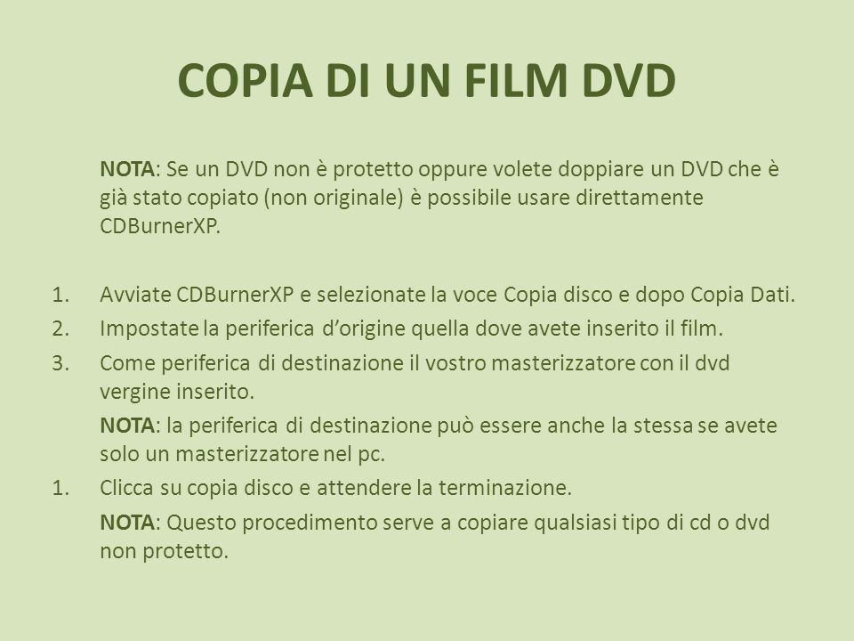 COPIA DI UN FILM DVD