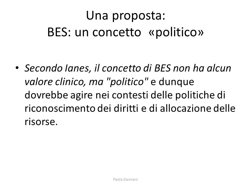 Una proposta: BES: un concetto «politico»