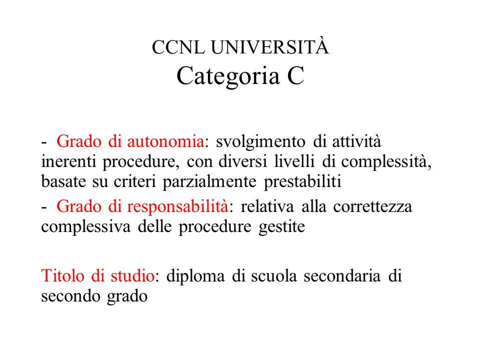 CCNL UNIVERSITÀ Categoria C