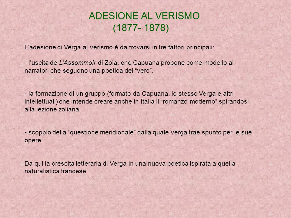 ADESIONE AL VERISMO ( )