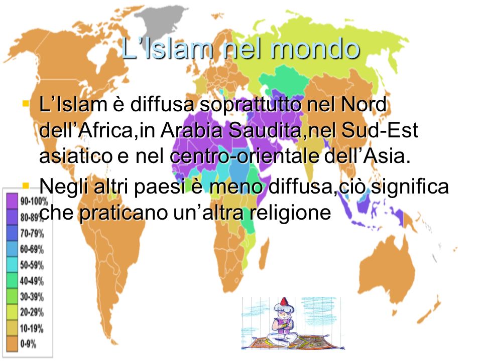 L’Islam nel mondo L’Islam è diffusa soprattutto nel Nord dell’Africa,in Arabia Saudita,nel Sud-Est asiatico e nel centro-orientale dell’Asia.