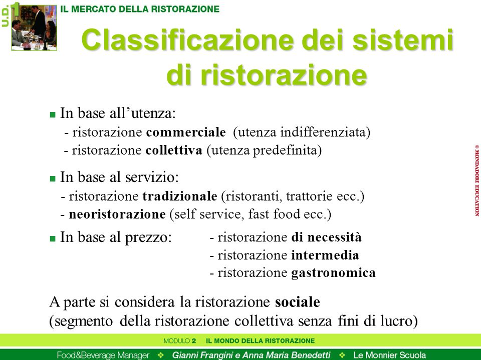 Classificazione dei sistemi di ristorazione