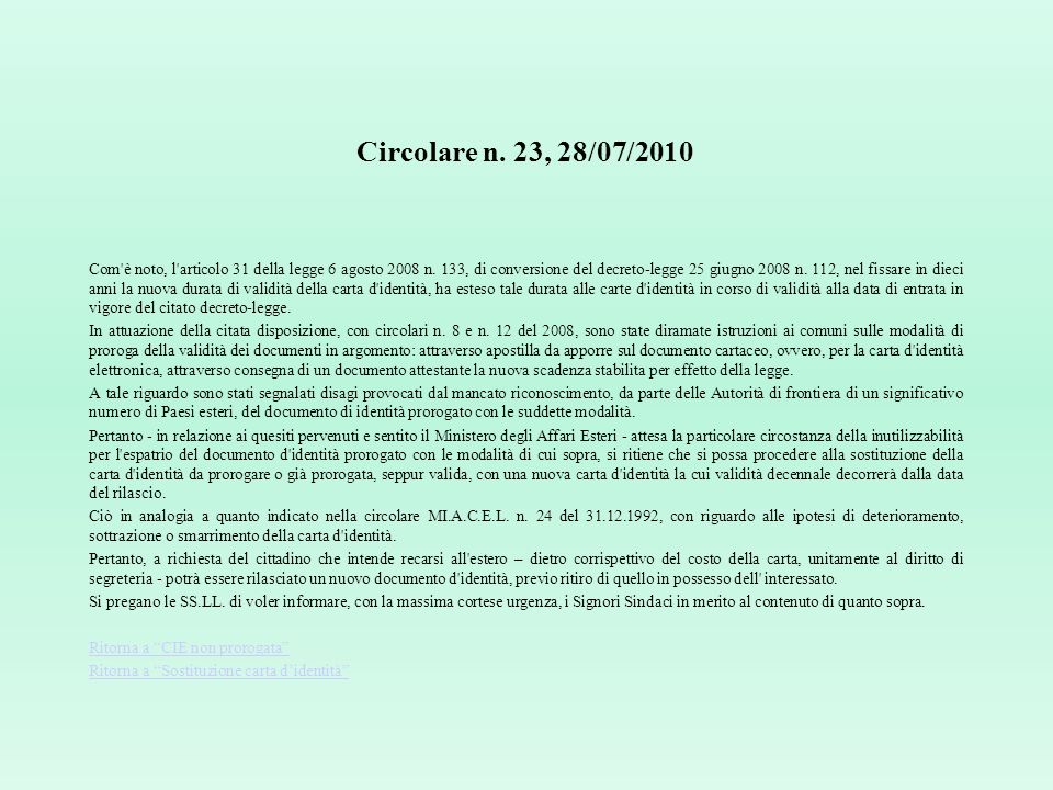 Risposte ai quesiti più frequenti dell'Area C.I.E ppt 