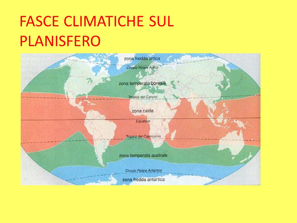 FASCE CLIMATICHE SUL PLANISFERO