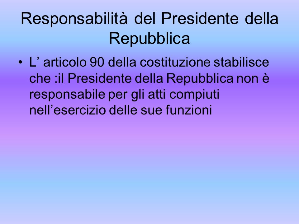 Responsabilità del Presidente della Repubblica