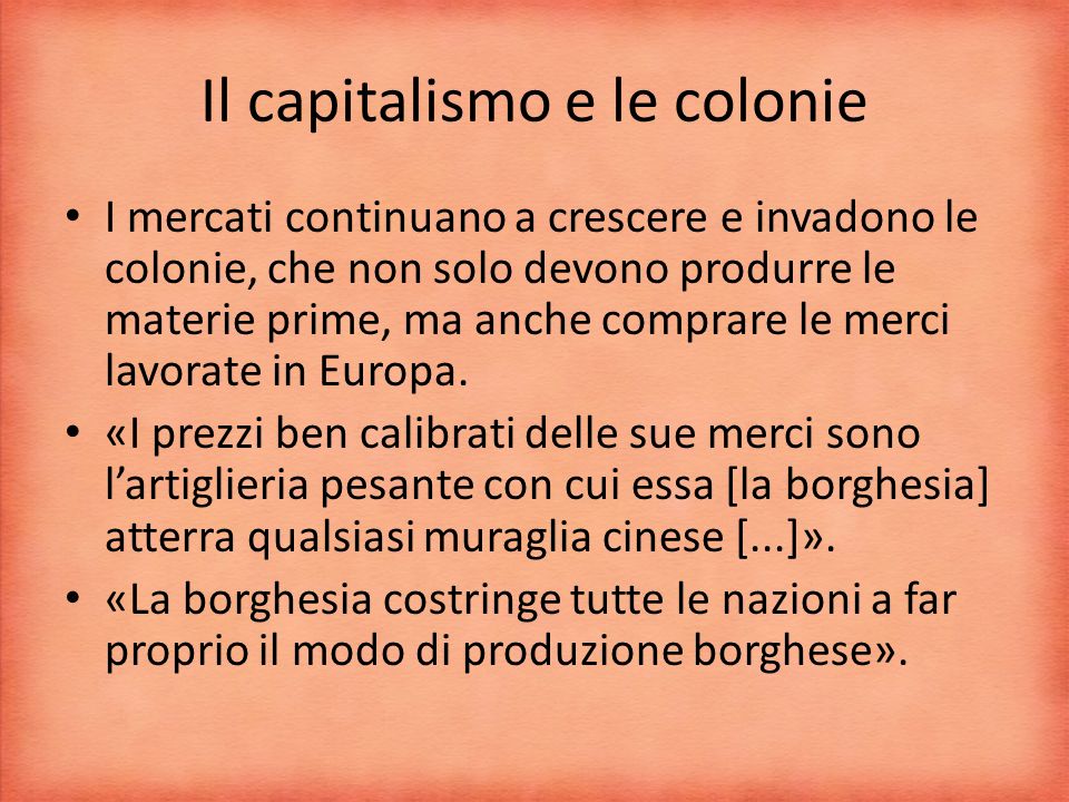 Il capitalismo e le colonie