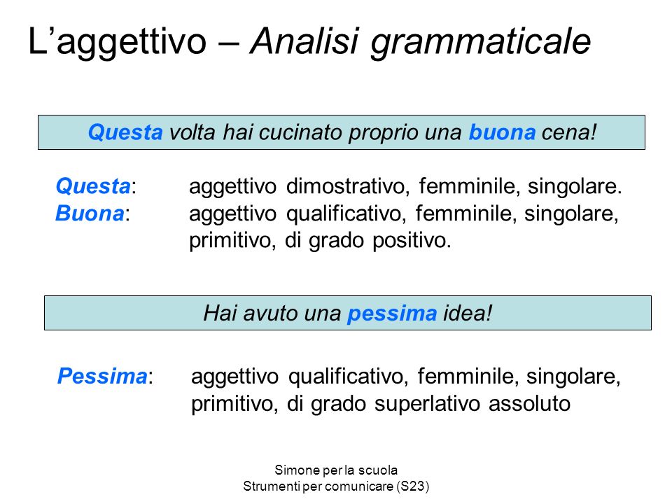 L’aggettivo – Analisi grammaticale