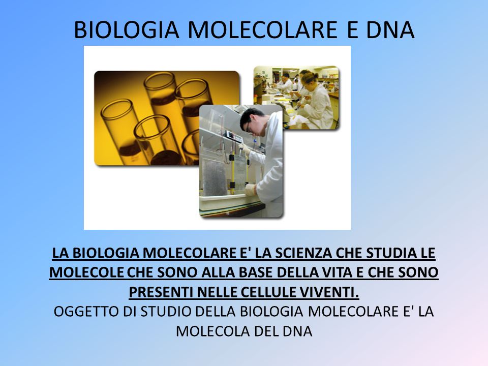 BIOLOGIA MOLECOLARE E DNA