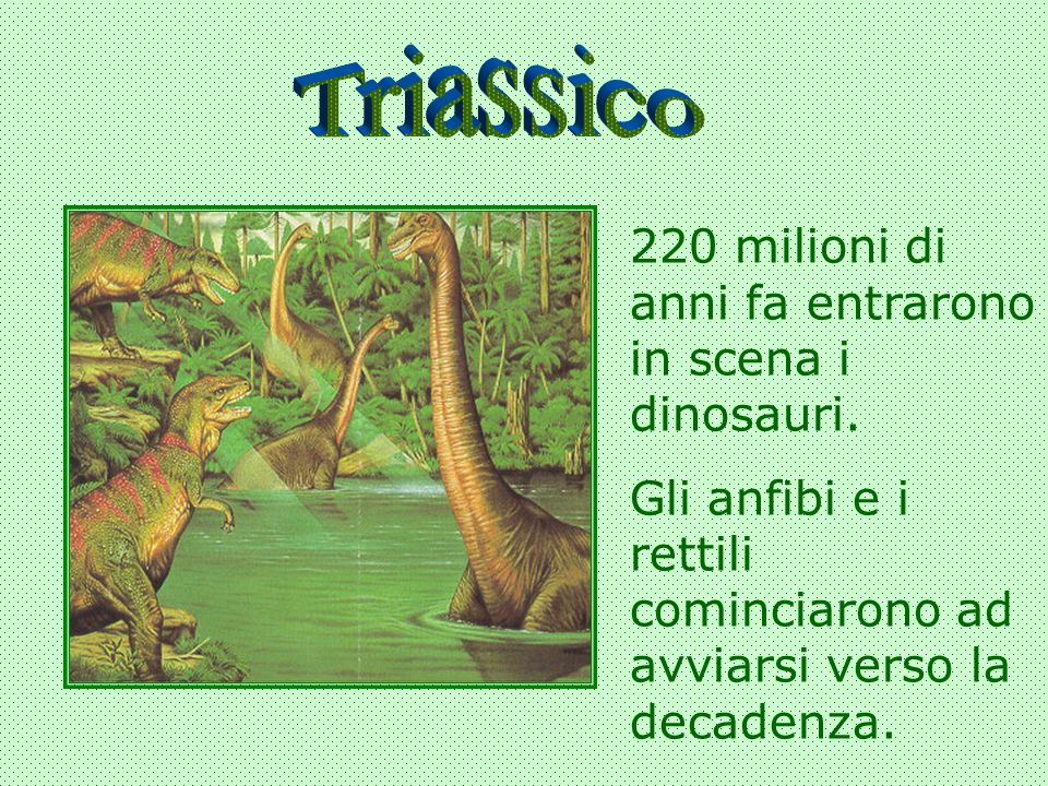 Triassico 220 milioni di anni fa entrarono in scena i dinosauri.