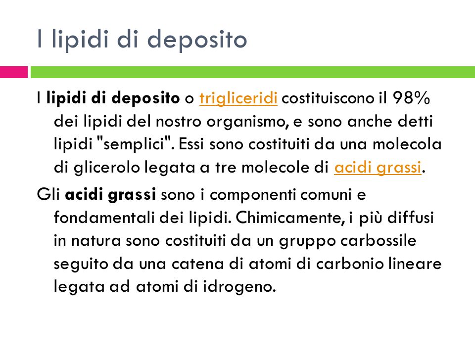 I lipidi di deposito
