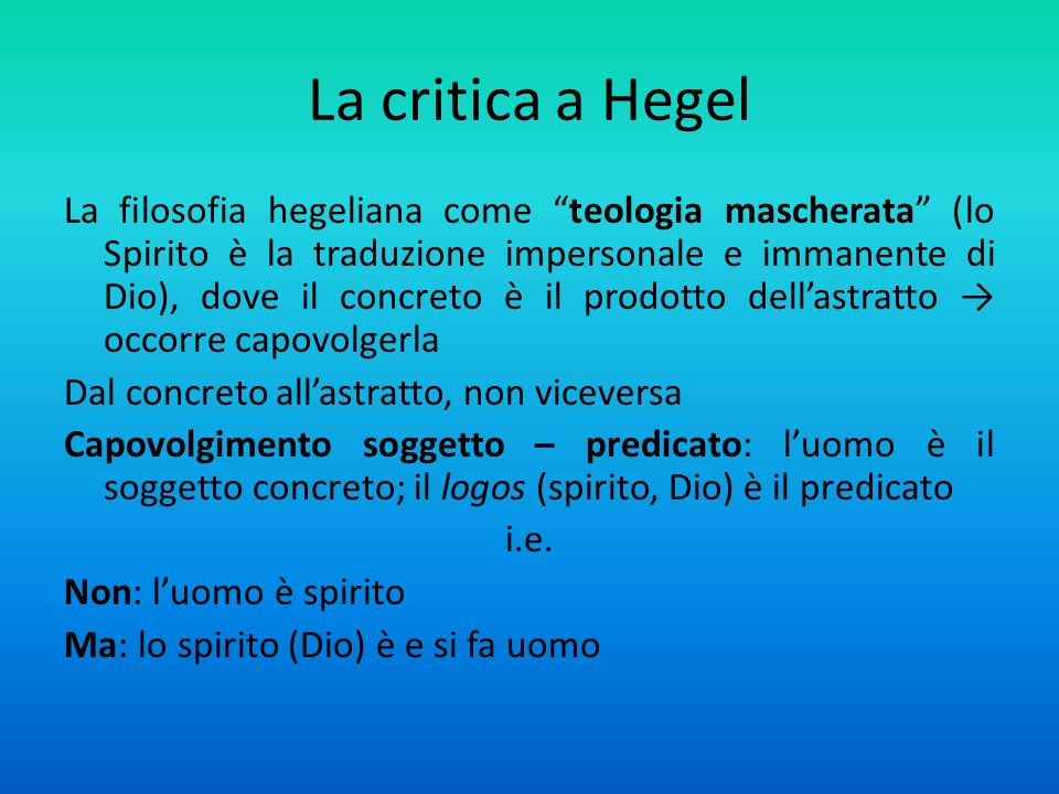 La critica a Hegel