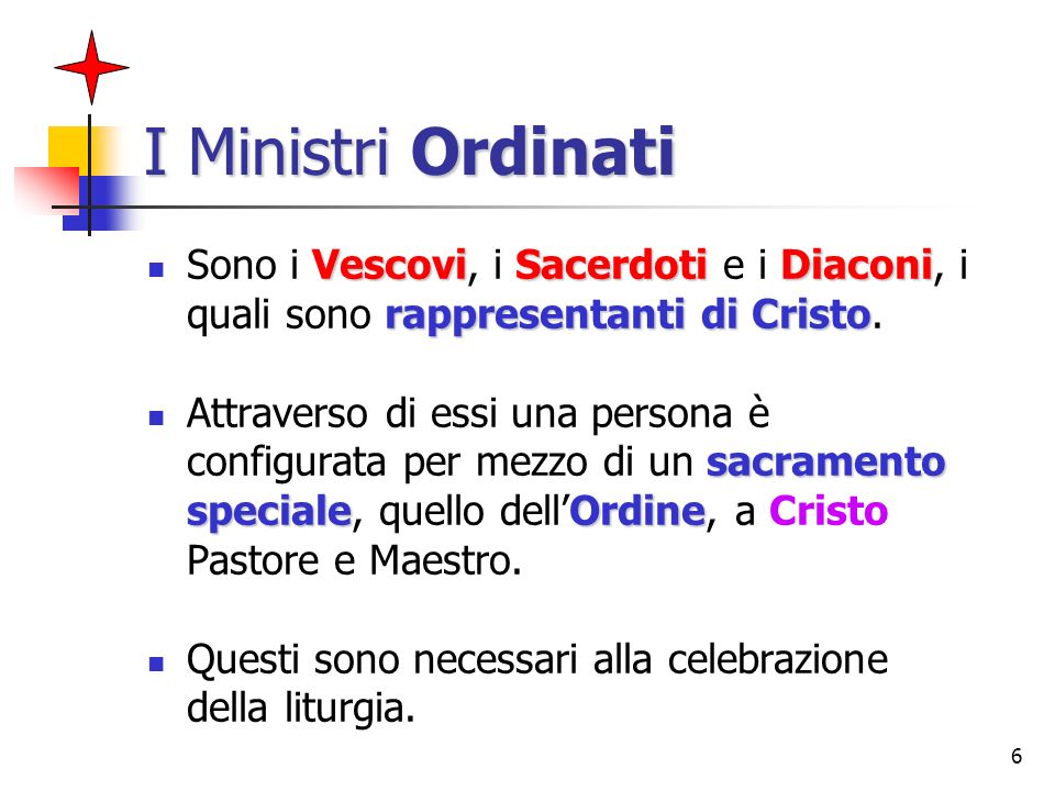 I Ministri Ordinati Sono i Vescovi, i Sacerdoti e i Diaconi, i quali sono rappresentanti di Cristo.